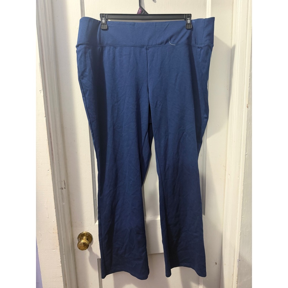 Nine West Navy Blue Stretch Pants Plus Size 2X Straight Leg Elastic Trousers